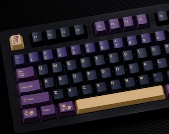 Cute Chibi Reaper Keycap Set, 148 Keys PBT Cherry Profile, Mechanical Keyboard, Adorable Grim Reaper, Halloween Theme
