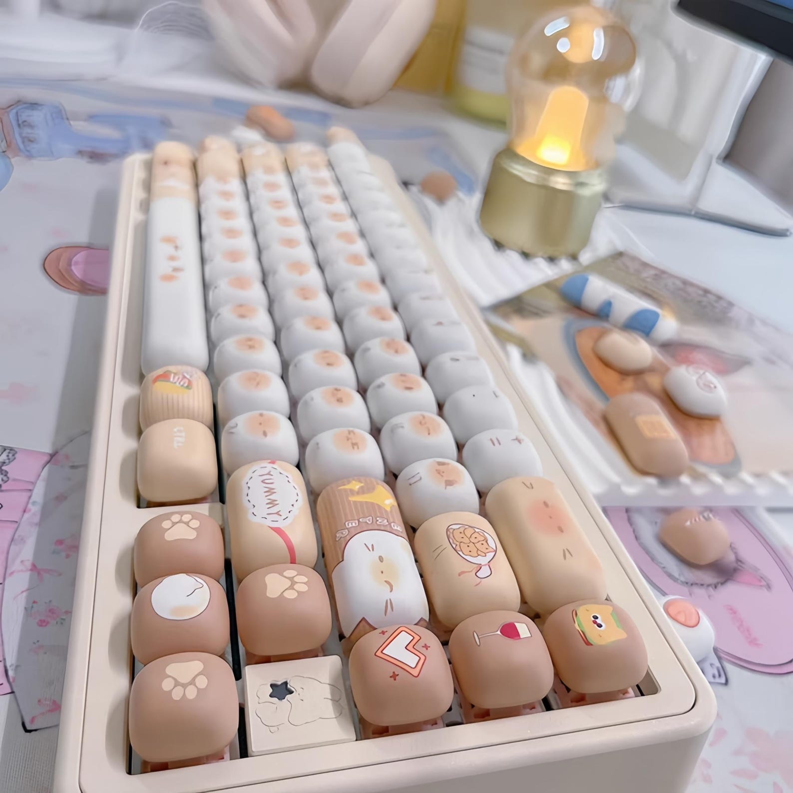 Bread Cat Keycap Set, MOG 134 Keys PBT, Round Mechanical Keyboard ...