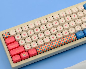 Circus Keycap Set, 126 Keys PBT GMK XOA Profile, Retro Mosaic Cute Mechanical Keyboard Keycaps