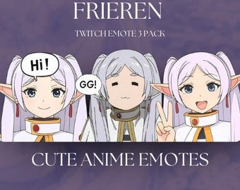 Frieren 3 Pack Twitch Emotes (Anime & Chibi Elf Cleric Cute Manga Stream or Discord Asset)