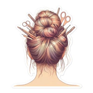 Funny Crafty Hair Day-vinylsticker voor makers - sticker naaien, breien, knutselen