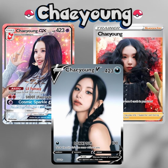 Twice Chaeyoung “little Fantasy” Set Pokémon Cards Kpop Photocards