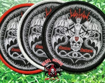 WATAIN Round Woven Patch | Swedish Black Metal Demon Skull Sew On Vest Patch