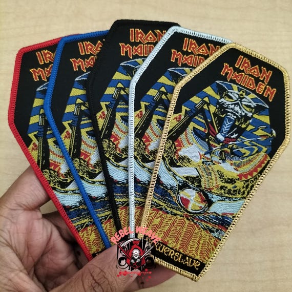 Iron Maiden Powerslave Coffin Woven Patch, Egyptian Eddie Metal