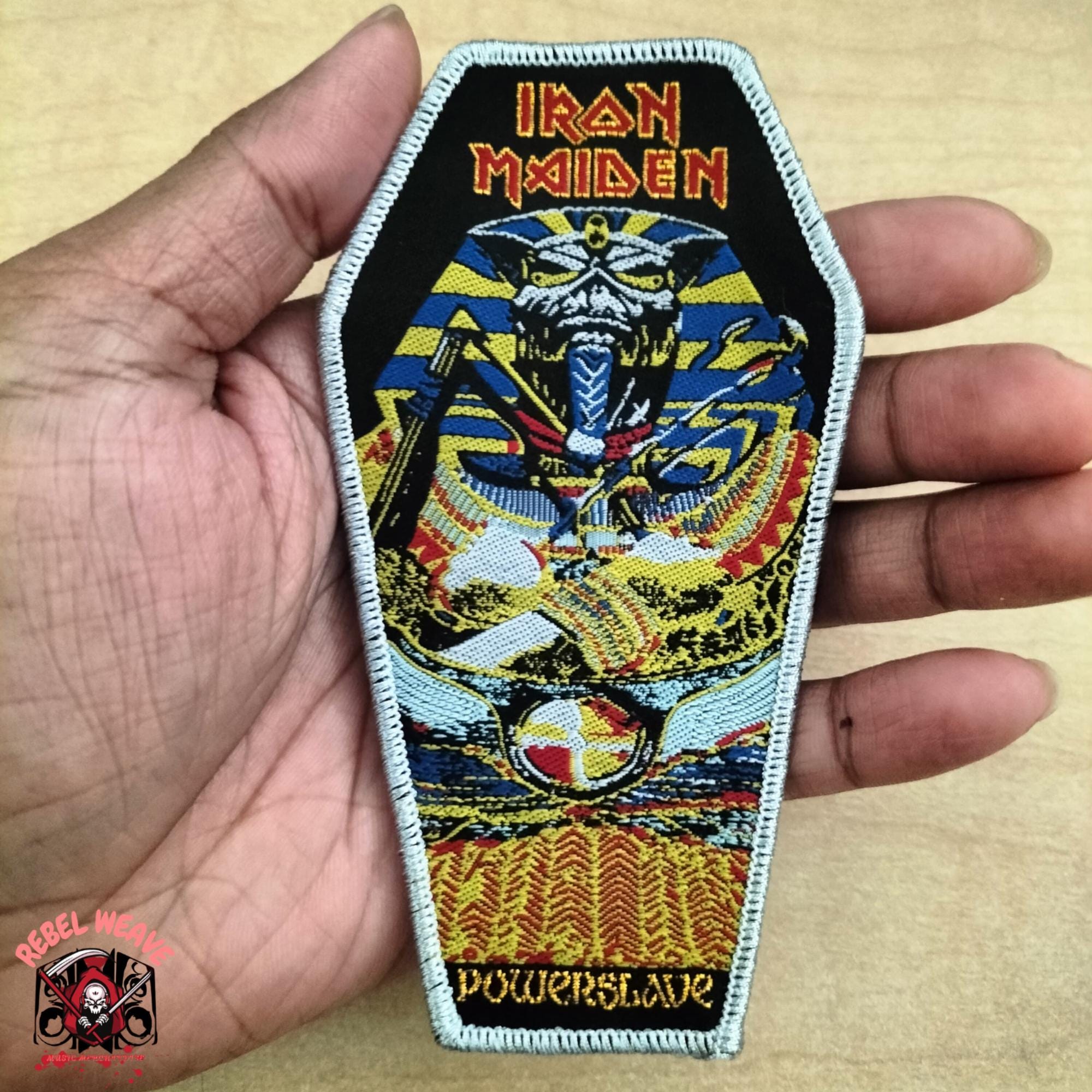 Iron Maiden Powerslave Coffin Woven Patch, Egyptian Eddie Metal