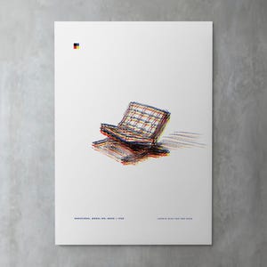 Barcelona Chair by Ludwig Mies van der Rohe | Modernist Chair Print | Mid-Century Art | Bauhaus Style | Digital Download Printable Wall Art