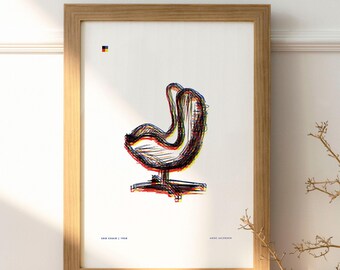 Grafika Arne Jacobsena „Egg Chair”: Sztuka skandynawskiego modernizmu (pobranie cyfrowe)