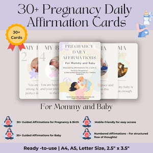 Cartes d'affirmation quotidiennes de grossesse - Citations positives imprimables pour les futures mamans, téléchargement numérique, état d'esprit de naissance