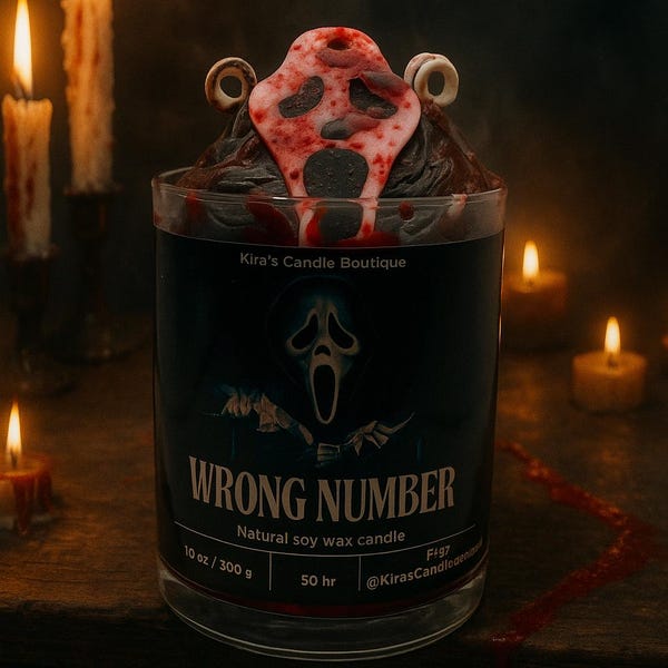 Ghostface Soy Candle, Horror Drip Design, Scented, 10oz