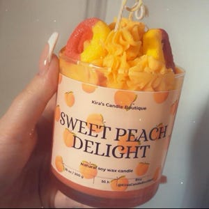 Peach Rings Soy Candle - Scented Christmas, Birthday & Housewarming Gift - Decorative Holiday Candle for Home Decor