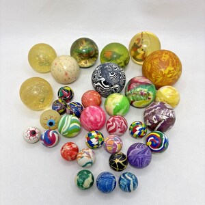 Vtg Rubber Bouncy Balls Assorted Lot Of  33 Beetle Buster Brown Snake Eyeball
