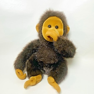 Vintage Sitting 90s Hosung Squeaking Monkey Chimp Plush Baby Chimp Plush Toy