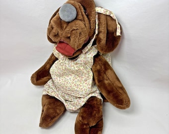 Vintage 1981 Ganz Bros Wrinkles Brown Dog Hand Puppet Plush Animal 18"