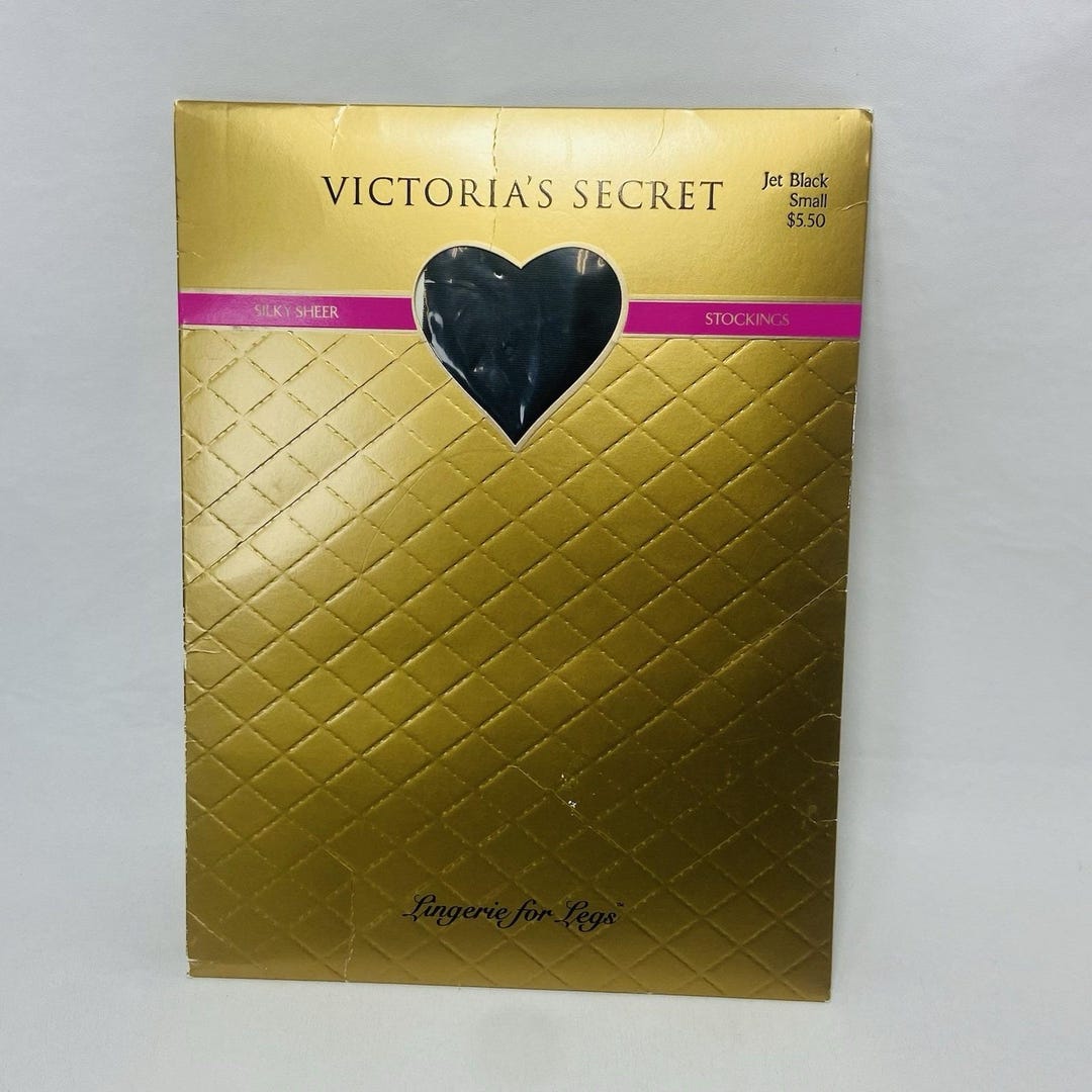VTG Victoria s Secret Lingerie For Legs Jet Black Small Silky Sheer 