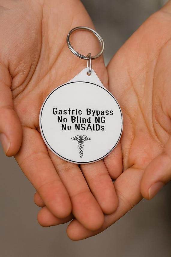 Bariatric Medical Alert Keychain – “no Blind NG. No Nsaids