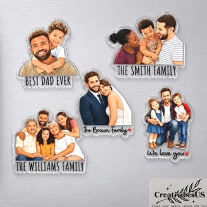 Personalized Family Photo Fridge Magnet: Hand Drawn Portrait Magnet, Dad Grandpa Mom Grandma Gift, Custom Baby Face Magnet, Couple Magnet