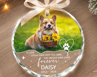 Custom Pet Memorial Photo Ornament, Dog Sympathy Gift, Forever Loved Ornament, Pet Christmas Ornament, Pet Loss Gift, Dog Cat Portrait Gift