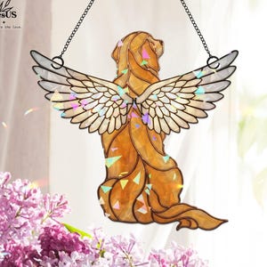 Custom Dog Acrylic Suncatcher, Personalized Dog Angel Wings Memorial Gift, In Loving Memory, Pet Lover Keepsake, Window Hanging