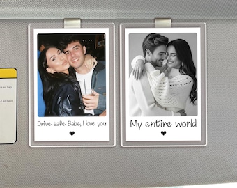 Custom Couple Photo Car Visor Clip, Drive Safe I Love You Sun Visor, Valentines Day Gift For Him,  Personalized Gifts for Boyfriend Husband