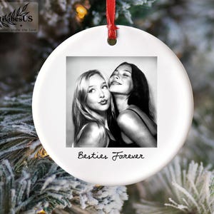 Personalized Bestie Photo Jewelry Dish: Ceramic Trinket Tray for Best Friend, Birthday Gifts For Bestie Ornament - Round