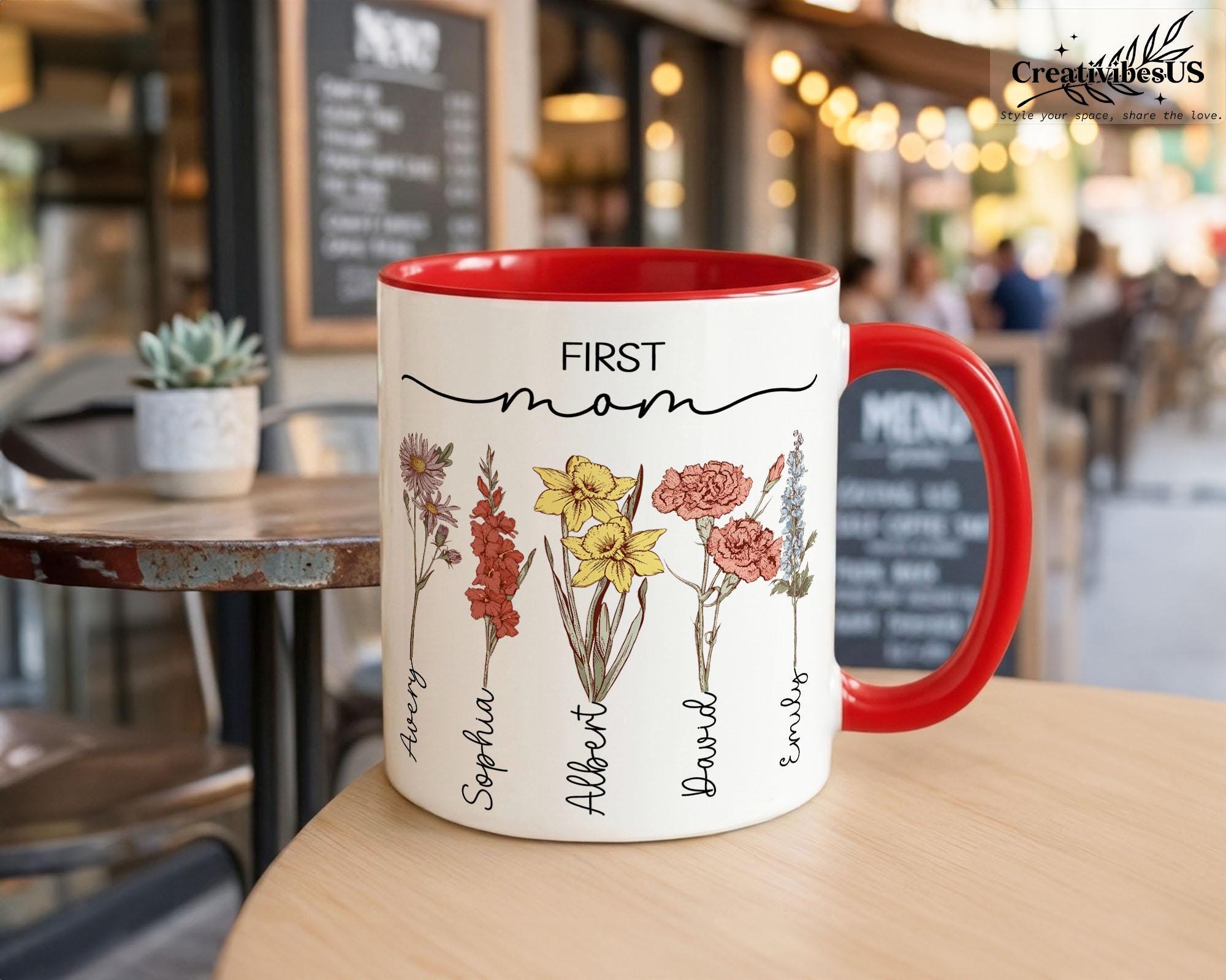 First Mom Now Grandma Floral Mug, Personalized Mom Grandma Garden Mug ...