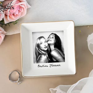 Personalized Bestie Photo Jewelry Dish: Ceramic Trinket Tray for Best Friend, Birthday Gifts For Bestie image 10