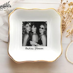 Personalized Bestie Photo Jewelry Dish: Ceramic Trinket Tray for Best Friend, Birthday Gifts For Bestie image 8