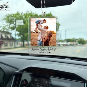 Personalized Unique Gift For Dad, Custom Photo Car Visor Clip, Baby Photo Car Sun Visor, Drive Safe Daddy, 1st Fathers Day Gift For Husband Car Ornament 3.54in