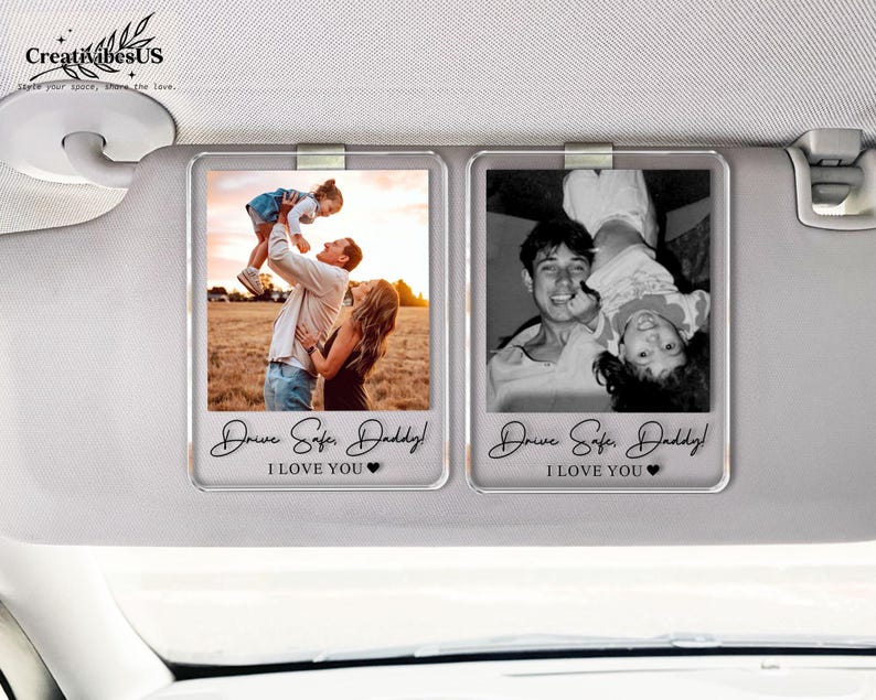 Personalized Unique Gift For Dad, Custom Photo Car Visor Clip, Baby Photo Car Sun Visor, Drive Safe Daddy, 1st Fathers Day Gift For Husband Bild 12