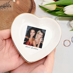 Personalized Bestie Photo Jewelry Dish: Ceramic Trinket Tray for Best Friend, Birthday Gifts For Bestie image 7