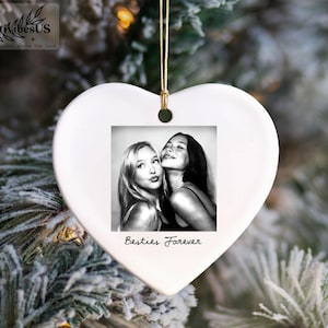 Personalized Bestie Photo Jewelry Dish: Ceramic Trinket Tray for Best Friend, Birthday Gifts For Bestie Ornament - Heart
