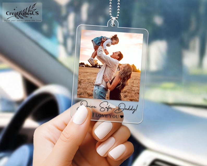 Personalized Unique Gift For Dad, Custom Photo Car Visor Clip, Baby Photo Car Sun Visor, Drive Safe Daddy, 1st Fathers Day Gift For Husband Bild 13
