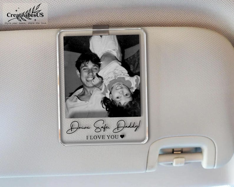 Personalized Unique Gift For Dad, Custom Photo Car Visor Clip, Baby Photo Car Sun Visor, Drive Safe Daddy, 1st Fathers Day Gift For Husband Bild 4