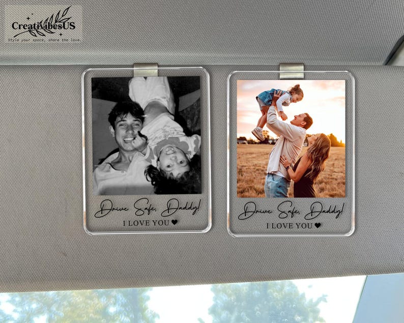 Personalized Unique Gift For Dad, Custom Photo Car Visor Clip, Baby Photo Car Sun Visor, Drive Safe Daddy, 1st Fathers Day Gift For Husband Bild 16
