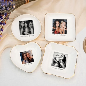 Personalized Bestie Photo Jewelry Dish: Ceramic Trinket Tray for Best Friend, Birthday Gifts For Bestie image 2