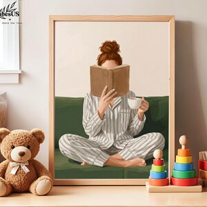 Minimalist Woman Reading Book Print, Bookish Wall Art, Black Woman Reading Poster, Book Lover Canvas, Black Girl Home Decor image 15