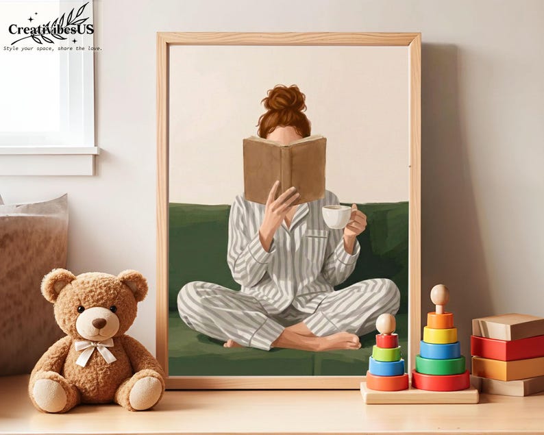 Minimalist Woman Reading Book Print, Bookish Wall Art, Black Woman Reading Poster, Book Lover Canvas, Black Girl Home Decor image 15