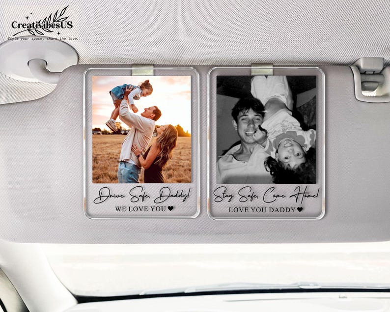 Personalized Unique Gift For Dad, Custom Photo Car Visor Clip, Baby Photo Car Sun Visor, Drive Safe Daddy, 1st Fathers Day Gift For Husband Bild 10