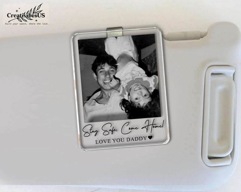 Personalized Unique Gift For Dad, Custom Photo Car Visor Clip, Baby Photo Car Sun Visor, Drive Safe Daddy, 1st Fathers Day Gift For Husband Bild 7