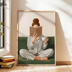 Minimalist Woman Reading Book Print, Bookish Wall Art, Black Woman Reading Poster, Book Lover Canvas, Black Girl Home Decor image 14