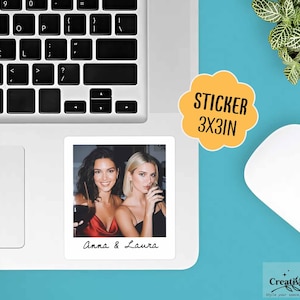 Personalized Bestie Photo Jewelry Dish: Ceramic Trinket Tray for Best Friend, Birthday Gifts For Bestie Sticker 3"x3"