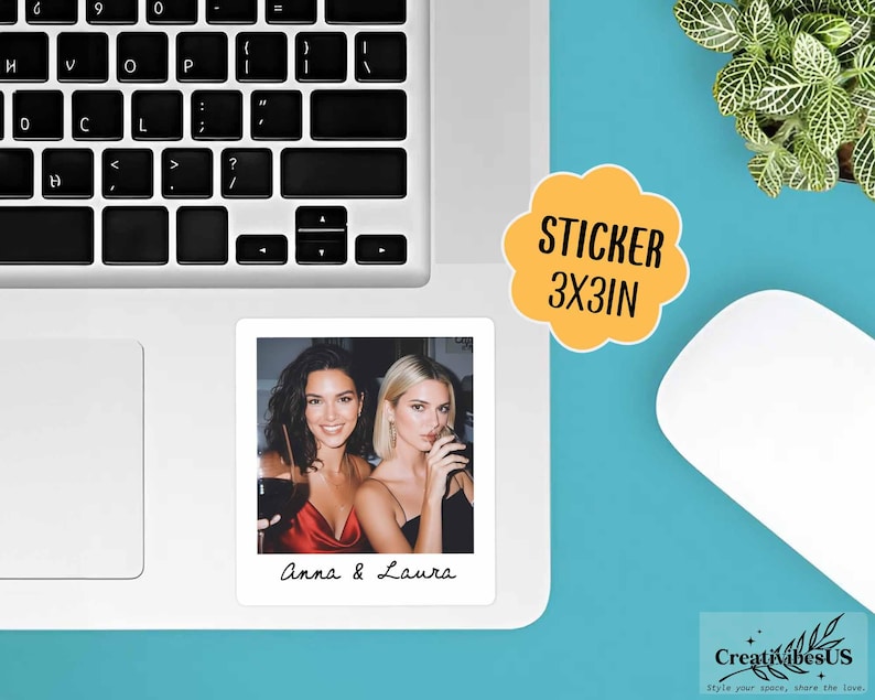 Personalized Bestie Photo Jewelry Dish: Ceramic Trinket Tray for Best Friend, Birthday Gifts For Bestie Sticker 3"x3"