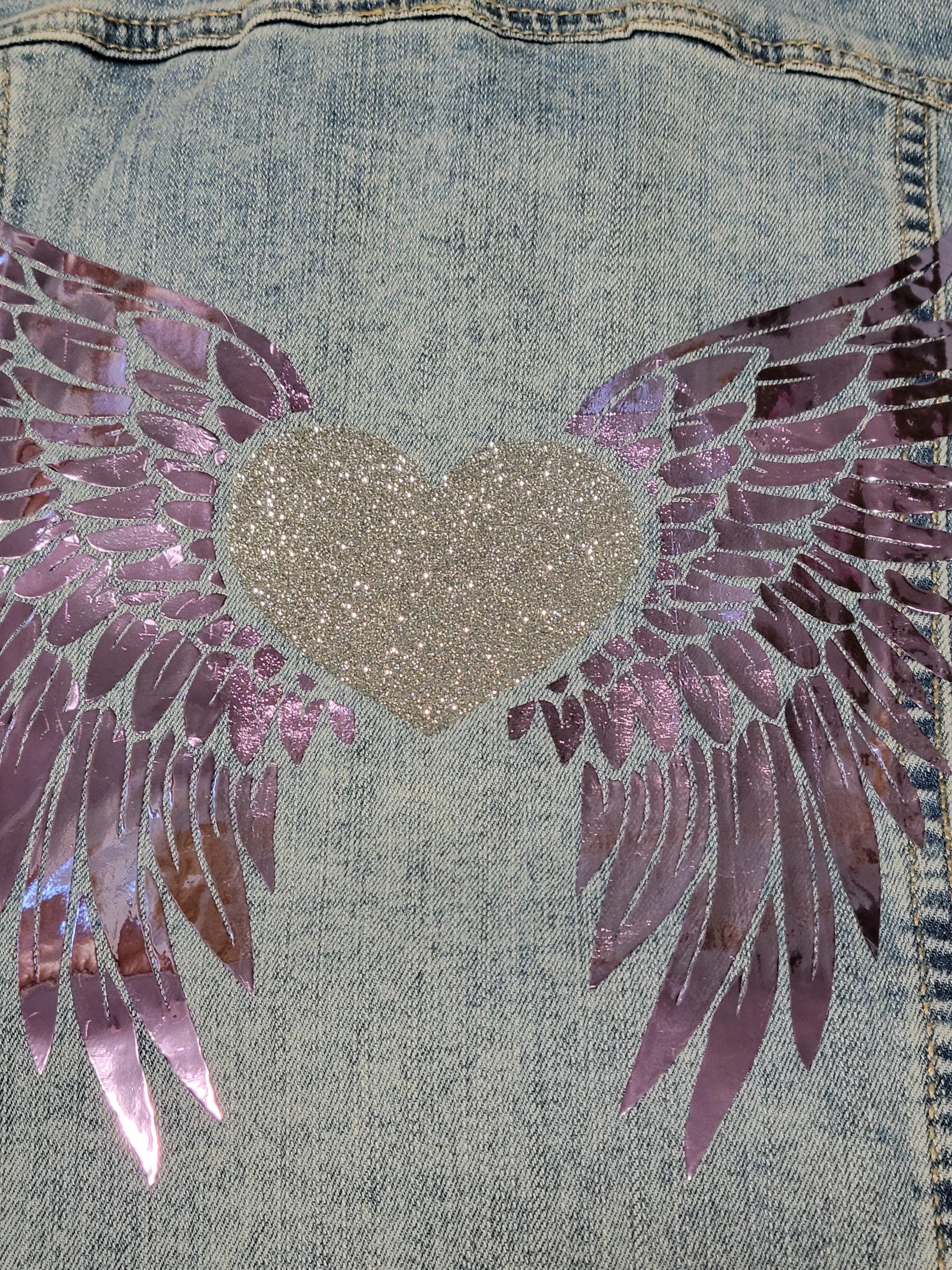 Purple Angel wing Sleeveless Jean jacket - Thumbnail 5
