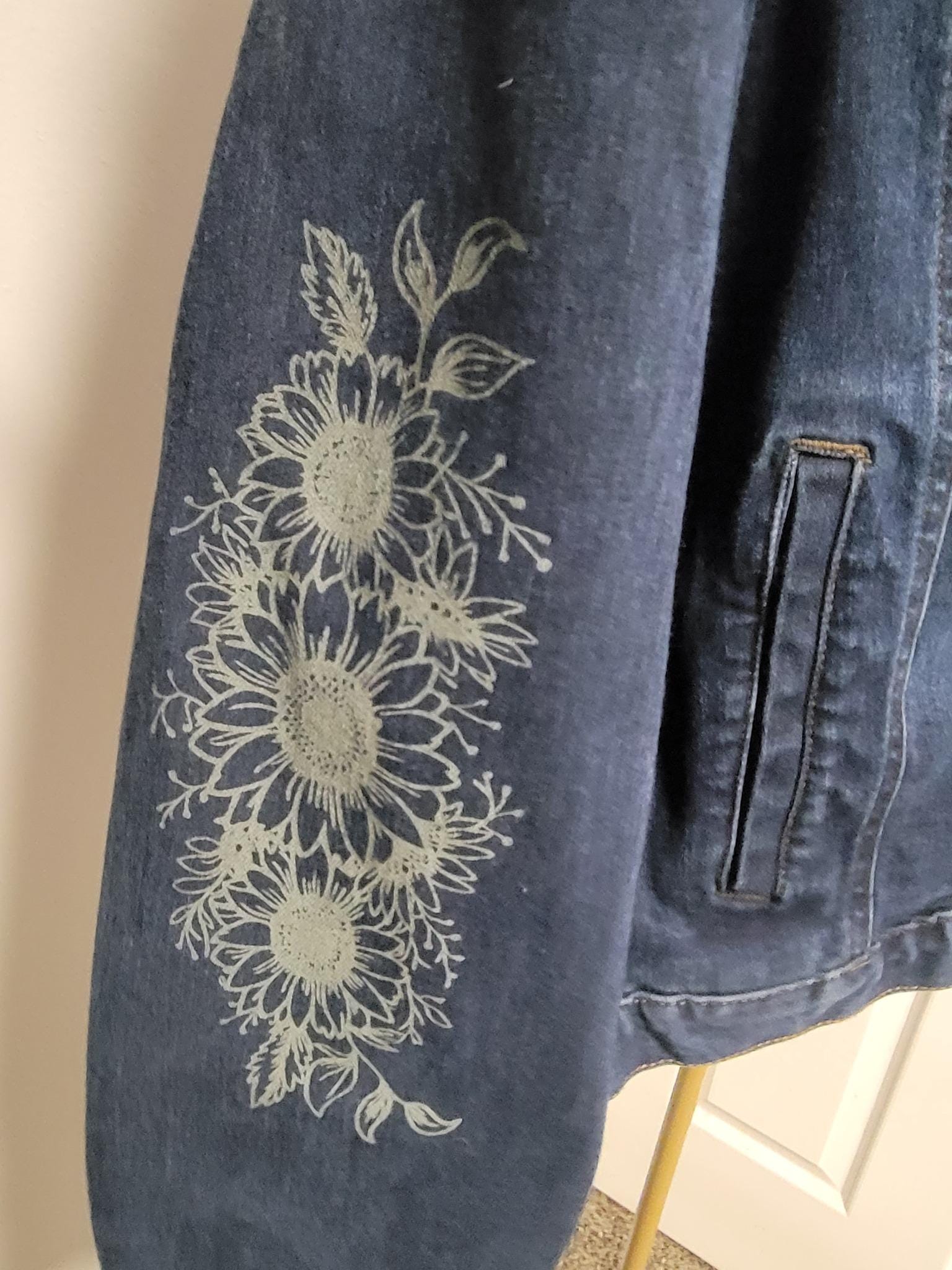 You Need this Laser Engraved Sunflower Jean Jacket! - Thumbnail 2