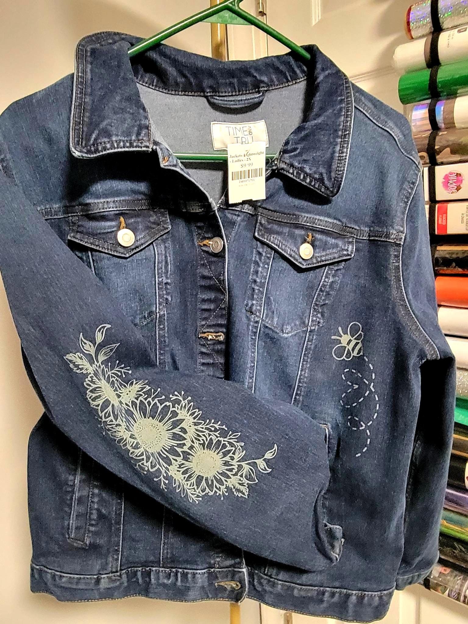You Need this Laser Engraved Sunflower Jean Jacket!