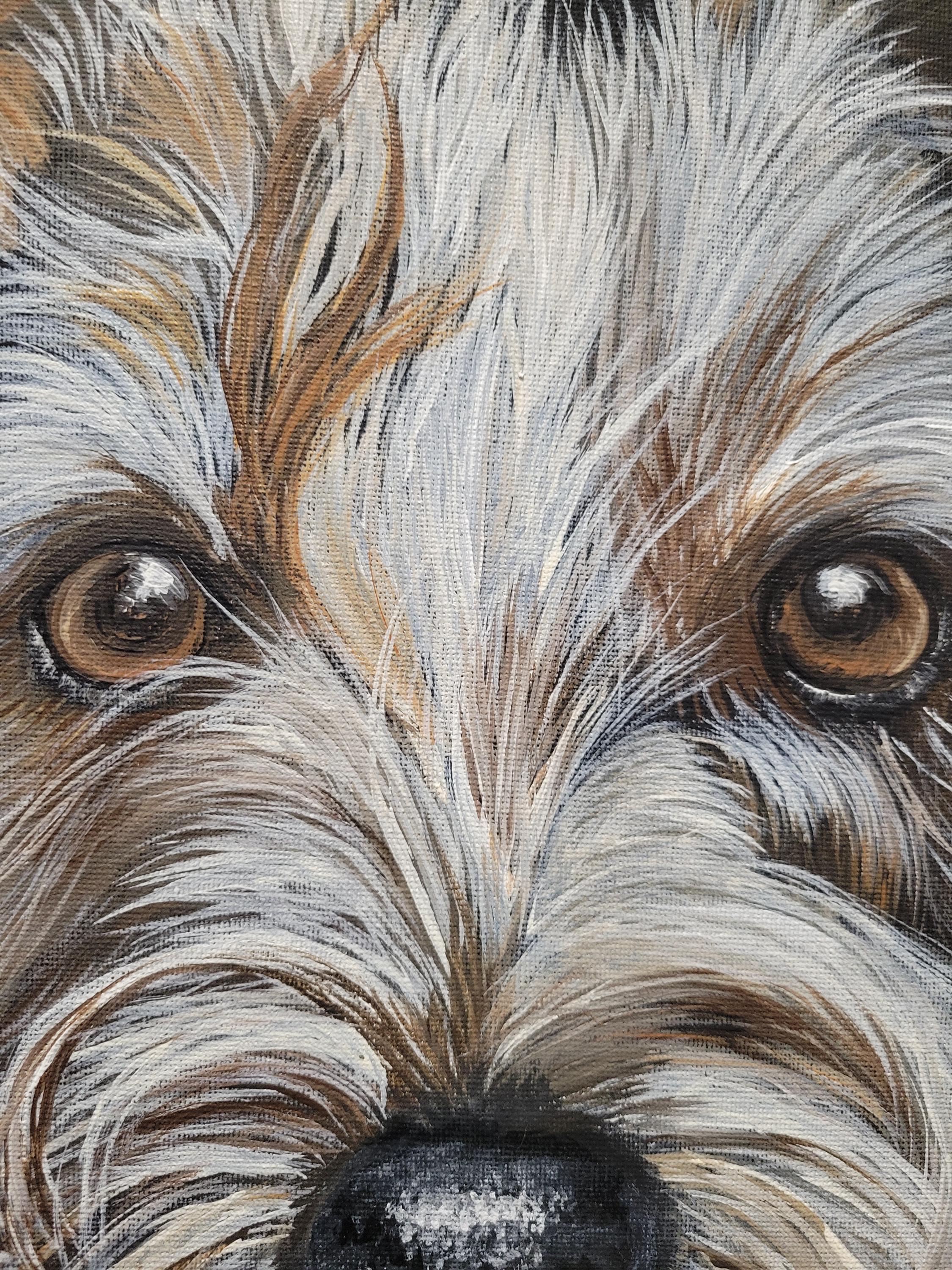 Dog Portrait on Black Canvas - Thumbnail 3