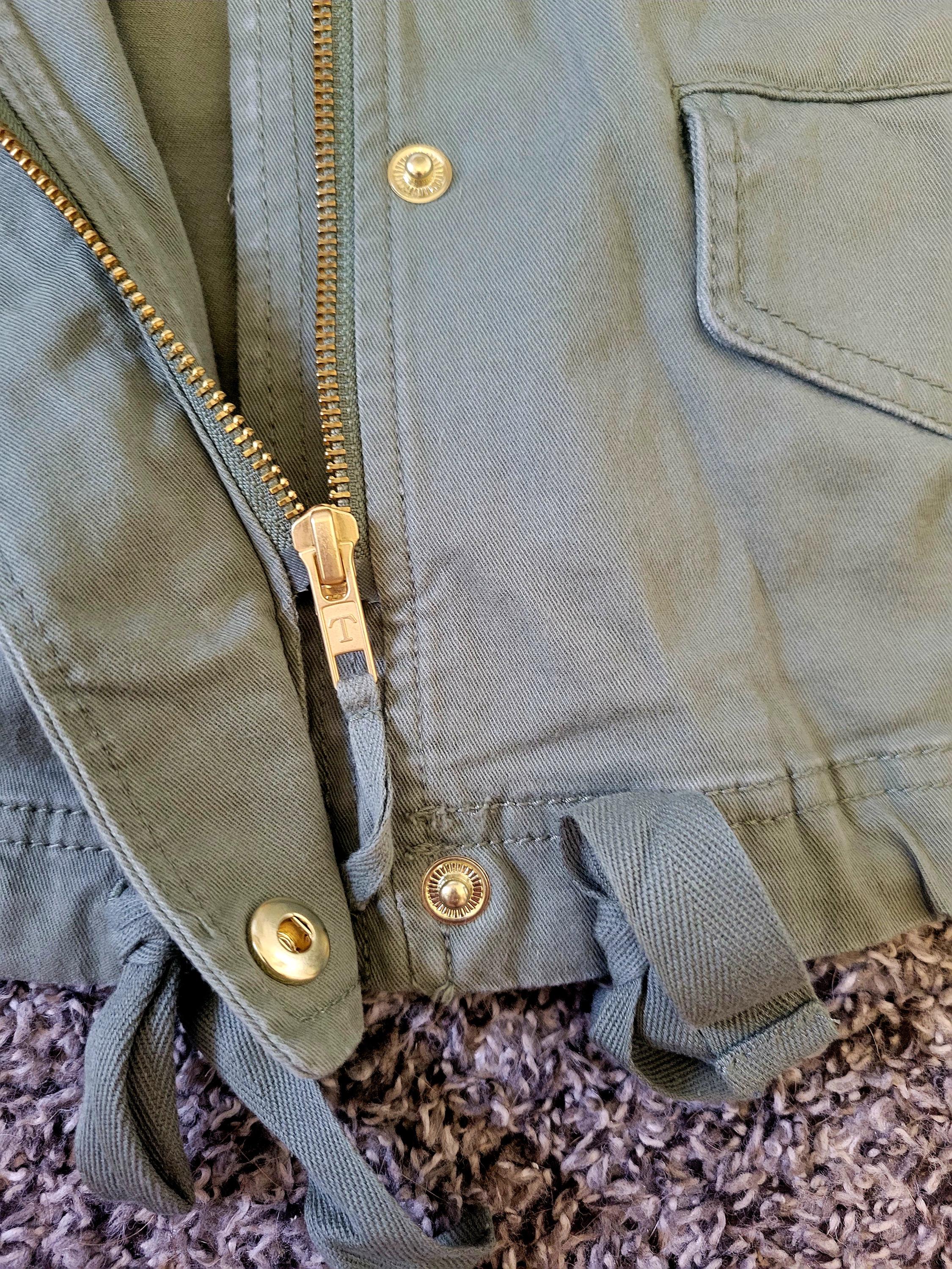Olive Green Denim Jacket with Cammo Wings and Glitter Heart - Thumbnail 6
