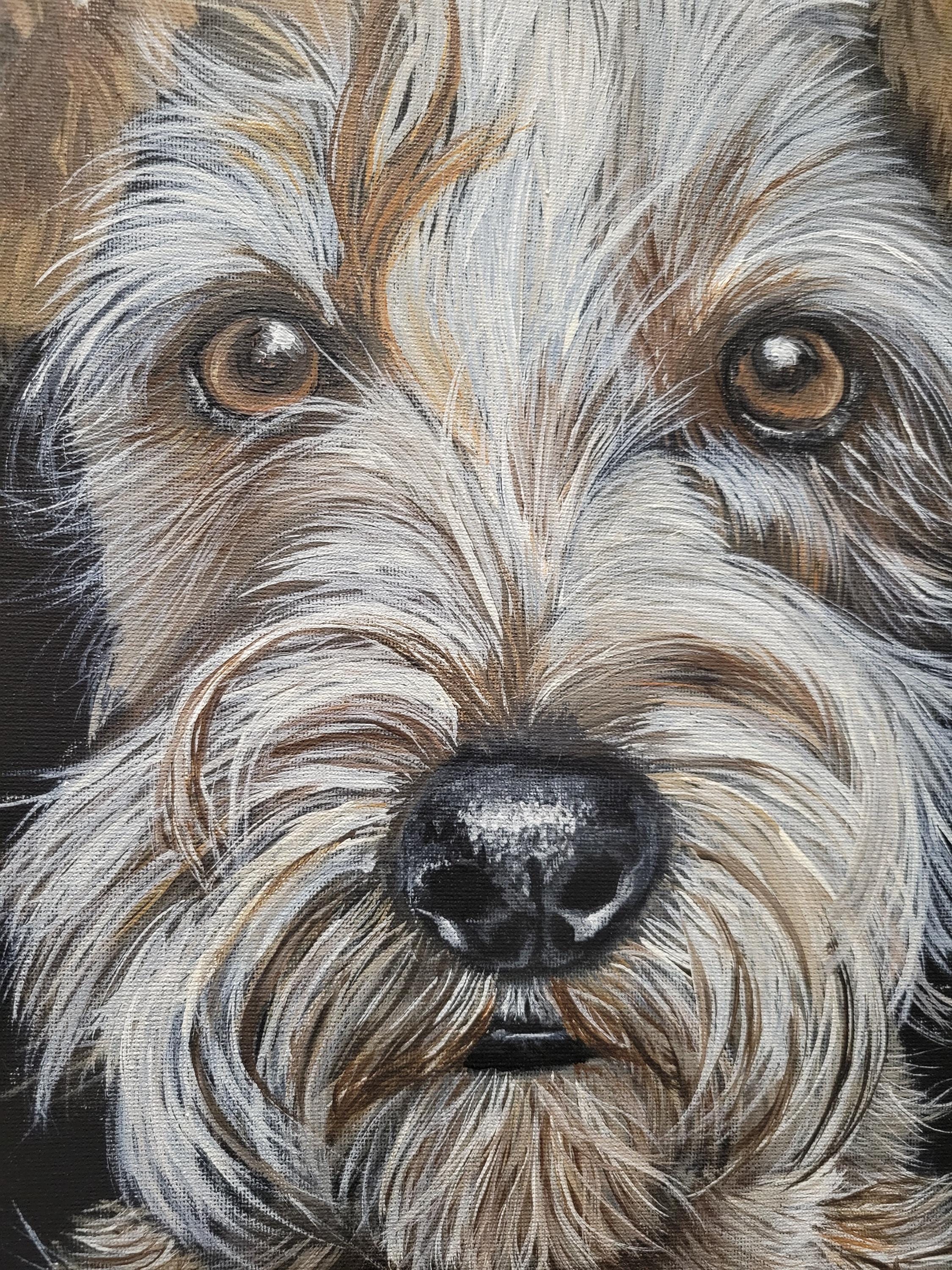 Dog Portrait on Black Canvas - Thumbnail 4