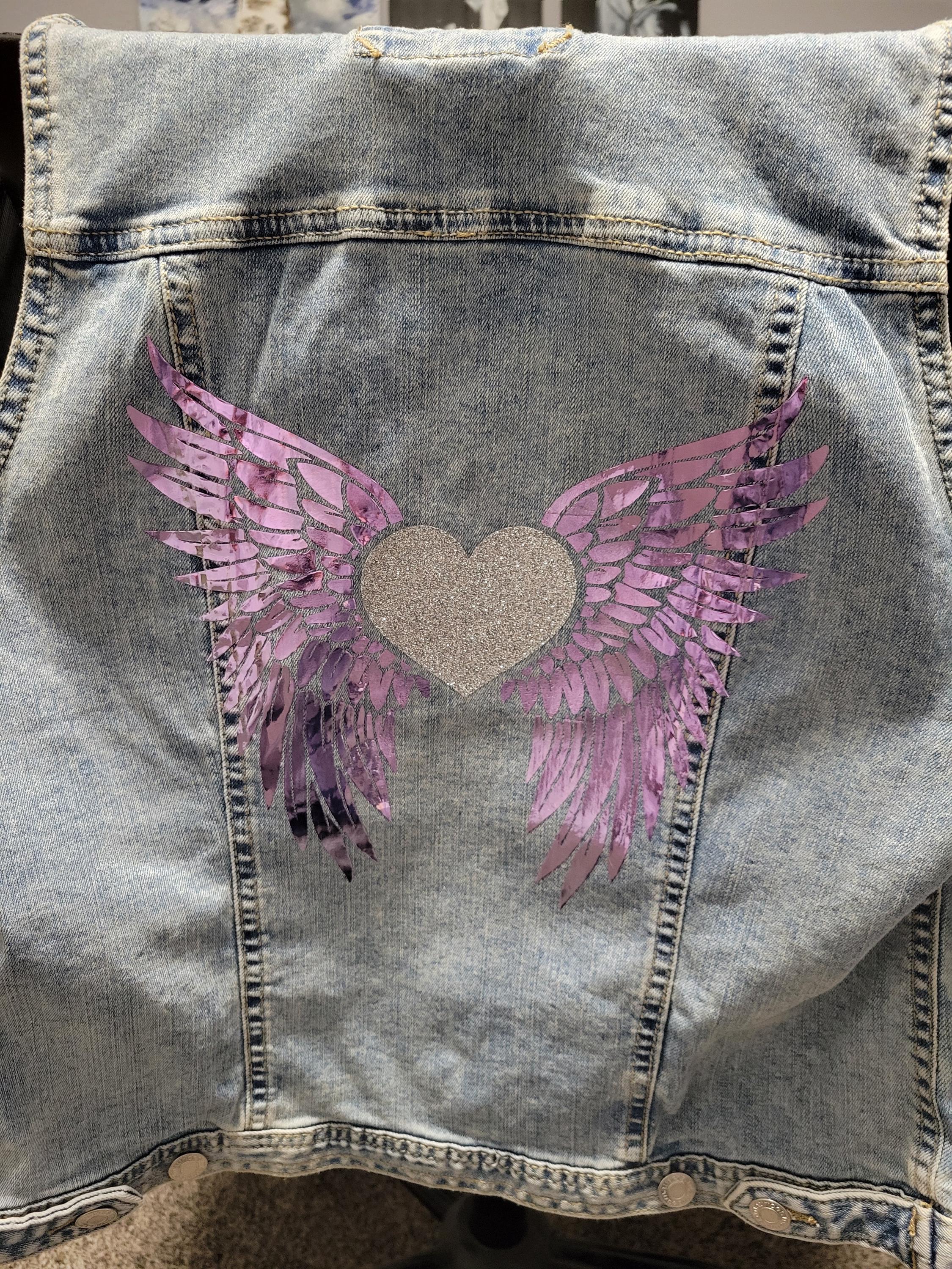 Purple Angel wing Sleeveless Jean jacket - Thumbnail 6