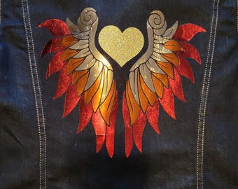 Flame Pattern Denim Jackets 古着 Flame Denim Jacket - Etsy